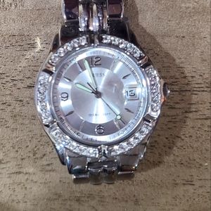 Silver Guess watch with rhinestones